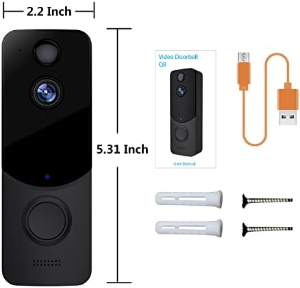 Безжична WiFi Камера за Видеодомофон GEREE, звънец с функция за откриване на движение на човека, Нощно виждане, Задвижвани от батерия,