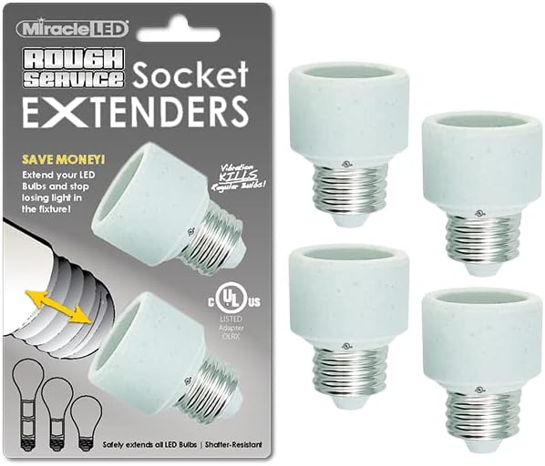 Пълнители за контакти Miracle LED 1 Груб Premium Service, изброени в САЩ, за led крушки CFL и лампи с нажежаема жичка, 4 опаковки (две