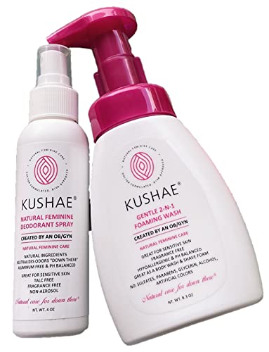 Комплект за грижа за женската хигиена Kushae - Нежно пенящееся средство 2 в 1, за да поддържа баланса на pH и свежест - Женски Дезодорант-спрей