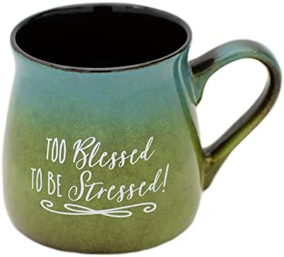 Керамична чаша за благословенного Кафе, Чай и Супа | Твърде благословена, за да изпитват стрес! | Дизайнерска чаша с тегло 16 грама с