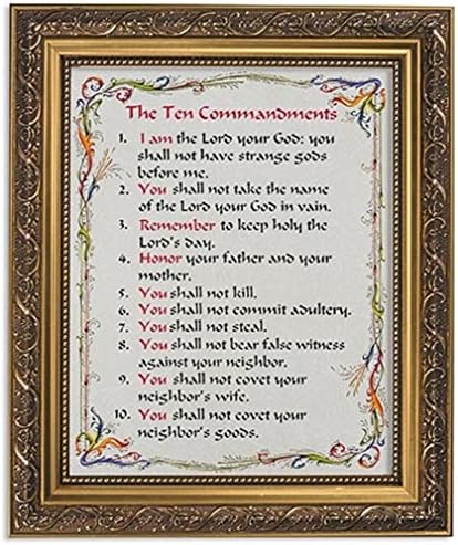 Колекция Gerffert Десетте божи заповеди с вдъхновяващи принтом в рамка, 13 инча (Декоративна рамка злато подстригване)