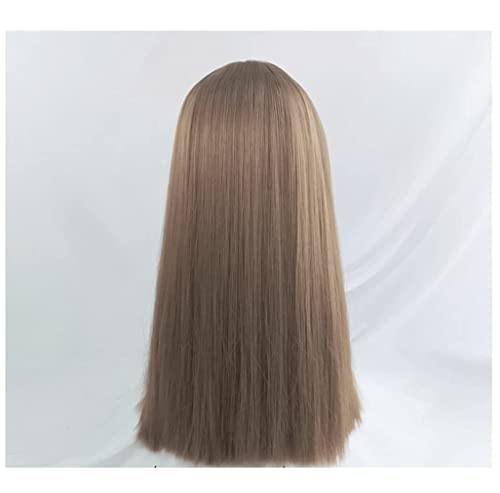 Перуки перука, изработени от естествени дълга права коса с въздушна бретон перуки за жени синтетични перука от права коса перуки