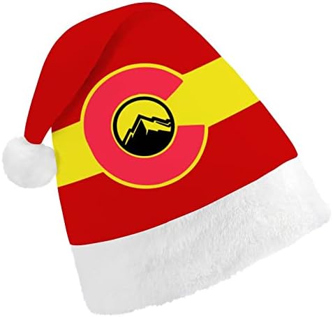 Коледна шапка с участието на хартата Колорадо, шапки на Дядо Коледа, къси плюшени шапки с бели ръкавели за мъже и жени, на коледна украса