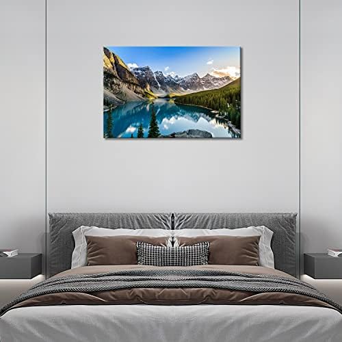 Стенно Изкуство Колорадо Заснежени Планини и езера в Национален Парк Пейзаж на Модерни Произведения на изкуството Живопис Печат Върху Платно Картина В Рамка за Хо