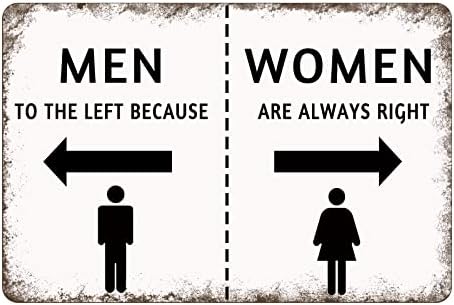 Мъжете наляво, Защото жените винаги са Прави Метална Лидице Знак - Забавен Сатиричен Плакат Реколта Мъжки Дамски Знак за Гараж Дамски