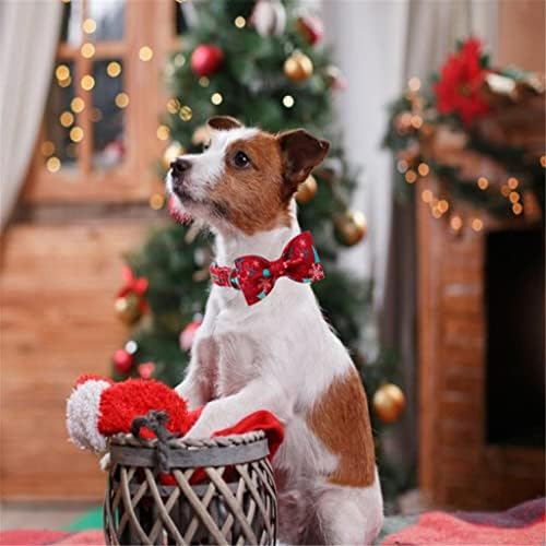 HFDGDFK 1 Коледен Комплект нашийник за кучета Червена Коледна Елха От Памучен Плат Нашийник за кучета и регулируема лък (Цвят: A, размер: