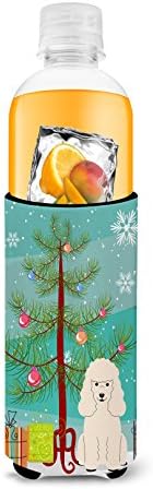 Carolin's Treasures BB4195MUK Merry Christmas Tree Пудел Бял Ултра-Обнимашка за тънки кутии, Ръкав за охлаждане на Консерви, Може да се Пере в машина, Ръкав за обнимашек за напитки, Сгъваем