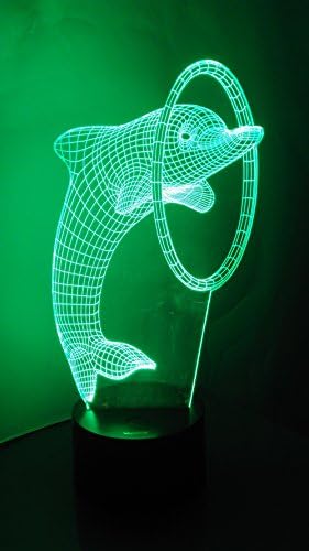 Делфините 3D лека нощ LED Иллюзионный Лампа Нощно Шкафче Настолна лампа, boat 7 Цветове, Променящи Светлини с Акрилни плоска основа и ABS-база и USB-зарядно устройство за до