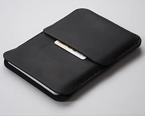 Калъф от естествена кожа за Microsoft Surface Duo 2, една чанта-портфейл, Направено в Европа (черен, за голи Surface Duo 2)