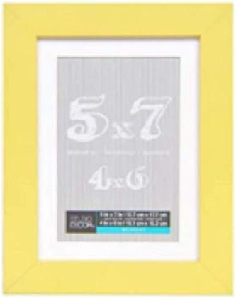 Жълта рамка за снимки 5 x 7 Гама от цветни рамки за снимки - Дисплей 4 x 6 с мат или 5 x 7 без подложка - Стенен монтаж или Настолна
