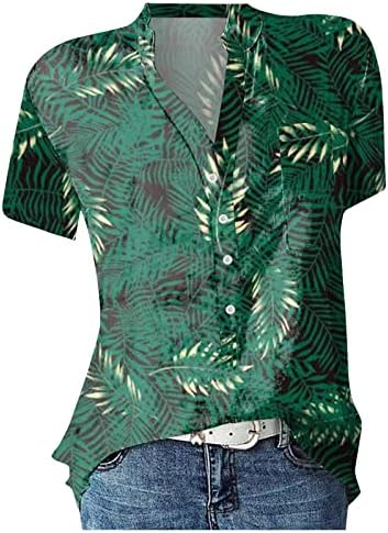 Модерен Топ за жени, Дамски Ежедневни Тениска с V-образно деколте и къси ръкави с Принтом, Пуловер, Свободна Блуза, Блузи