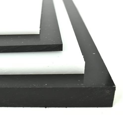Купете Пластмасова съполимер черен полипропилен (НПК) Пластмасов лист с дебелина 3/8 инча, с размер 12 x 24, устойчиви на химични въздействия, Размери Ударопрочной пане