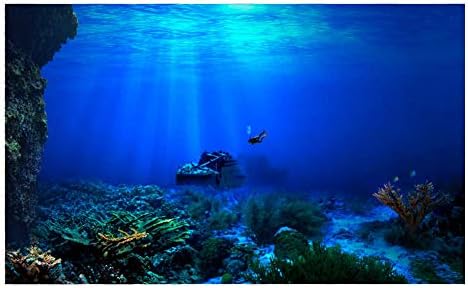 Фон за аквариум Zerodis Seaworld, PVC Залепваща Двустранен Стикер-Плакат За Декорация на Аквариум (122 x 61 cm)