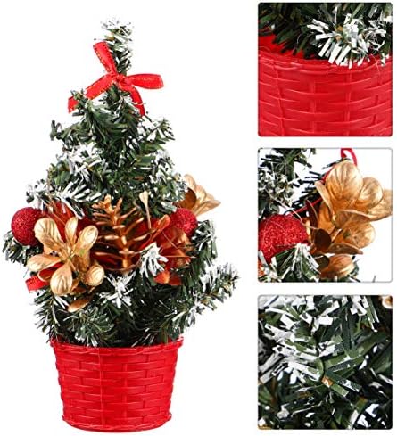 Мини-Настолна Коледно дърво NUOBESTY с Шариковыми Украшения за Коледни домашни декорации (Червен)
