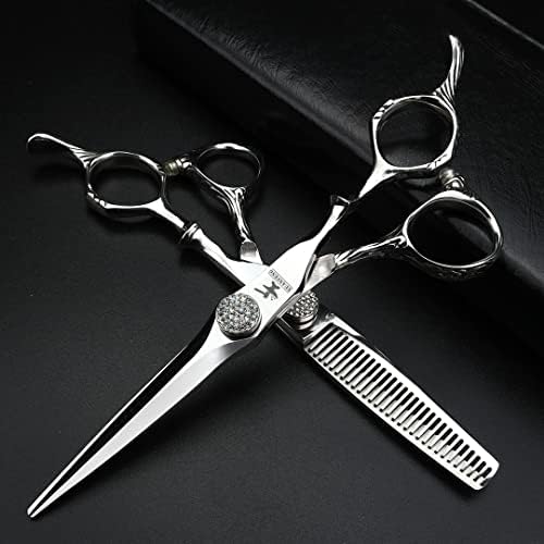 Диамантени Включва Ножици за коса 6 инча от стомана 440C, Професионални Ножици за подстригване и филировки, Фризьорски Ножици за оформяне