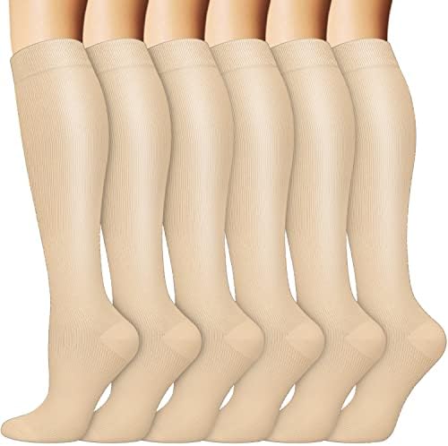 Iseasoo 6 Двойки Компрессионных Чорапи за жени и мъже, циркулацията на кръвта, 20-30 мм hg. супена Чорапи за хранене, най-Добрите за бягане, спортни занимания, разходки