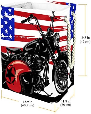 Inhomer Американски Мотоциклет с Флага на сащ 300D Оксфорд PVC, Водоустойчив Кошница за Дрехи, Голяма Кошница за Дрехи за Одеяла Дрехи