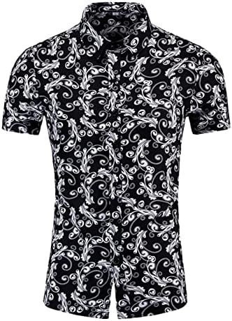 Мъжки Ежедневни Хавайска Риза с Копчета, С Къси Ръкави, Плажни Ризи С Цветен Модел, Летни Основни Риза За Боулинг, Блуза
