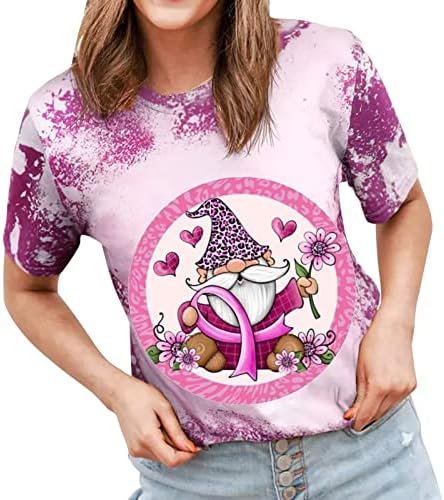 Дамска Риза с дълъг ръкав Свободно Намаляване на Дамски тениски с принтом Коса За Превенция на рака на млечната жлеза, през Цялата Деколте, Риза С Къс Ръкав