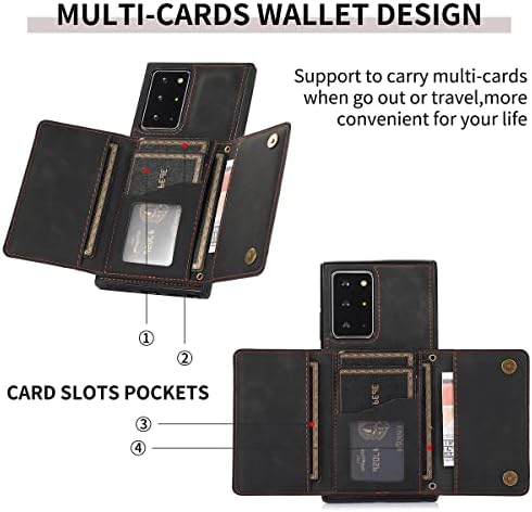 Дизайн за Samsung Note 20 Ultra 5G Folio Flip Кожен Калъф-портфейл с Отделения за кредитни карти, Калъфи за телефони със Стойка устойчив
