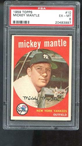 1959 Topps 10 Мики Мэнтл Ню Йорк Янкис PSA Бейзболна картичка с 6 точки MLB - Бейзболни картички с надписи