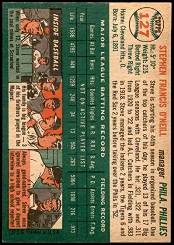 1954 Topps 127 Стив о ' Нийл Филаделфия Филис (Бейзболна картичка) EX/MT Phillies