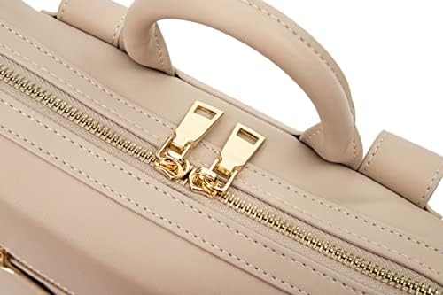 Раница YUUMA Mini за памперси - Минималистичная чанта от висококачествена веганской на кожата с 7 вътрешни и 5 външни джоба (цвят слонова