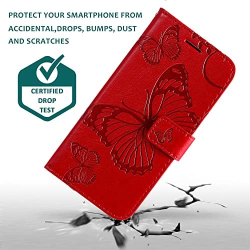 Чанта-портфейл XYX за LG Stylo 6, Тисненая Голяма Пеперуда, Защитен калъф за вашия телефон от Изкуствена кожа Премиум-клас с панти капак и Отделения за карти за LG Stylo 6, Чер?