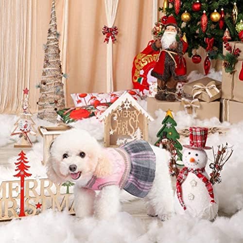 Розов пуловер, за малко кученце CheeseandU, Топло, Сладко Клетчатое Рокля-пуловер за кучета, рокля-пуловер в стил принцеса на домашни любимци, Мек Трикотажный Пуловер, Др