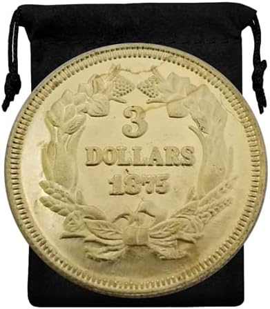 Kocreat Копие 1875 Либърти Морган Златна Монета 3 Долара-Сувенирни Монети на САЩ Щастливата Монета Скитник Монета Морган Долар Реплика Колекция