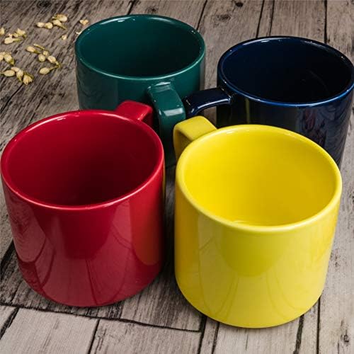 Керамични Кафеена чаша Jiki - Цветна чаша с дръжка за чай, кафе лате, капучино или супа - Здрава, ярки цветове, могат да се използват в микровълнова фурна и съдомиялна м?