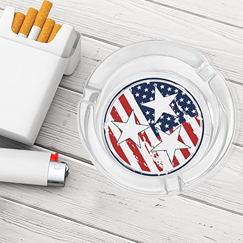 Американски Флаг Тенеси Стъклен Пепелник С Кръгла Държач за Пепел, Пепелник за Домашен интериор Маса в Хотела