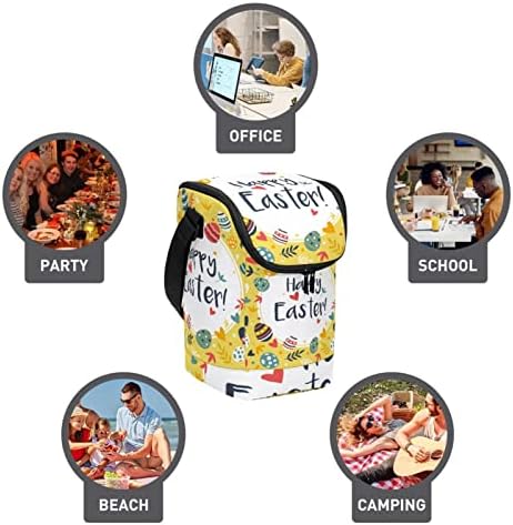 Чанта за Обяд за Жени и Мъже, Изолирано Чанта-Тоут Happy Easter Egg Yellow Lunch Box с Регулируем пагон за Училище, на Работа, на Пикник, Къмпинг