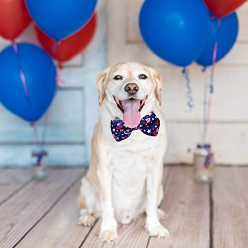 Нашийник с папийонка за кучета 4-ти юли, 2 опаковки Празничен Патриотичен Яка на Деня на Независимостта на САЩ за Големи, Средни и Малки Кучета (Средната врата (12,5-20 и?