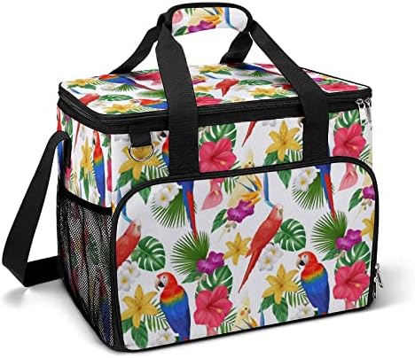 Скоростната-Хладилник с Цветни Цветя и Птици, Изолирано Запечатани Чанта-Тоут, Преносима Охлаждаща Чанта за Обяд по Рамото за Пикник, на Плажа, Работа, Пътуване 15,4 x