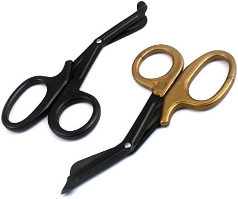 Травматологические ножици G. S 7,25 инча - Черни Ножици за превръзки от неръждаема стомана с трайно покритие - 2 ОПАКОВКИ - (Черно злато)